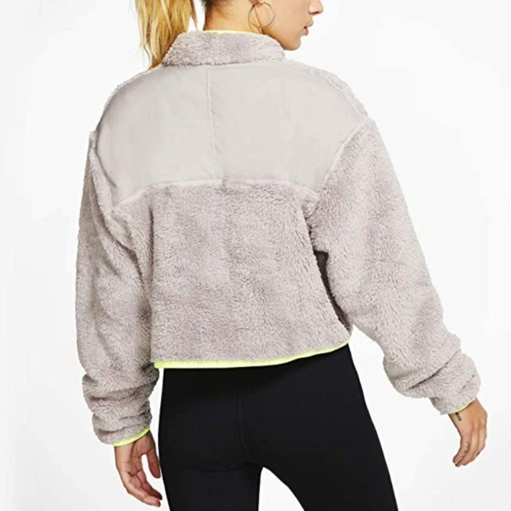 SOLD OUT Grey Nike 1/4 Zip Sherpa Fleece Crop Top - XL - Picture 4 of 7